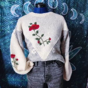 Vintage Uno & Una Chunky Knit Granny Cottage Core Sweater - Size M